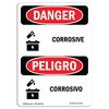 Signmission Safety Sign, OSHA Danger, 14" Height, Aluminum, Corrosive, Bilingual Spanish OS-DS-A-1014-VS-1103